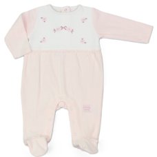 M15969: Baby Girls Embroidered Velour All In One (0-9 Months)